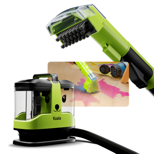 Gtech Koala Spot Cleaner with integrated brush head for quick cleaning of spills and stains on carpets, upholstery, and hard floors.