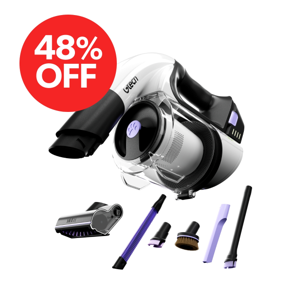 Gtech Multi Platinum cordless handheld vacuum laid out with all attachments