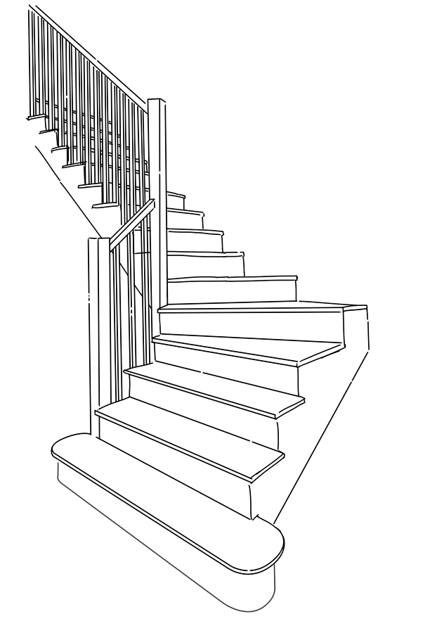 A line drawing of a staircase