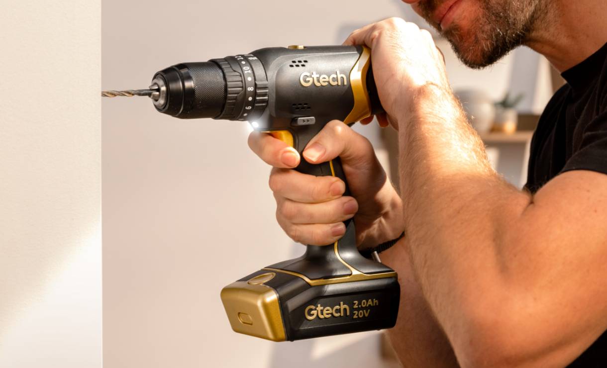 Gtech cordless power drill with adjustable torque control and keyless chuck