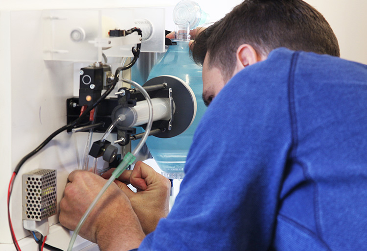 Gtech engineers working on a Medical Ventilator