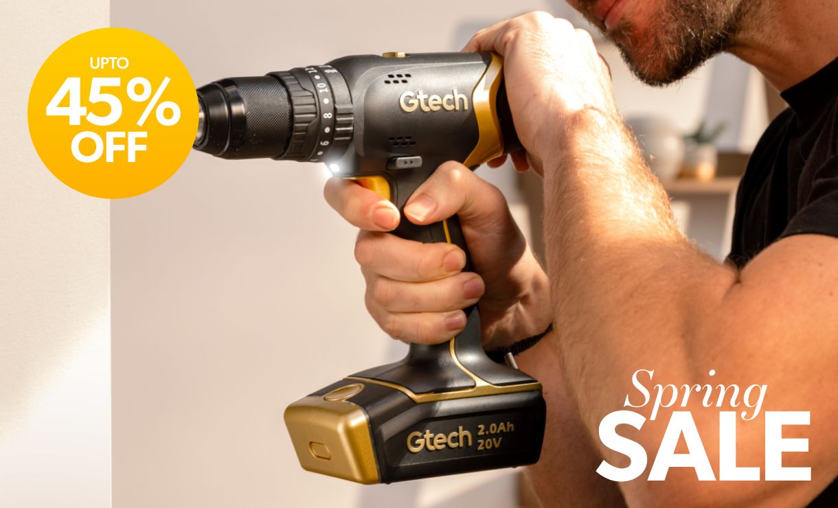 Gtech cordless power drill with adjustable torque control and keyless chuck